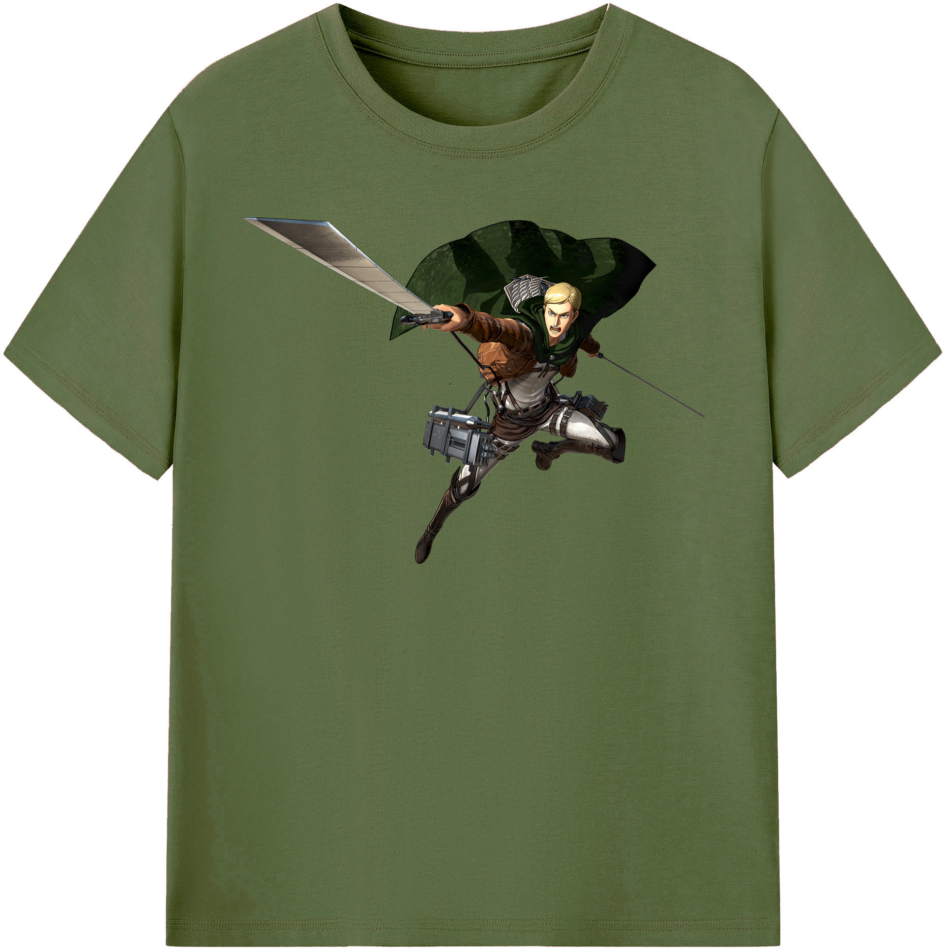 （画像用） 進撃の巨人 エルヴィン・スミス Attack on Titan Erwin Smith 綿100％半袖Tシャツ（フロントプリント）
